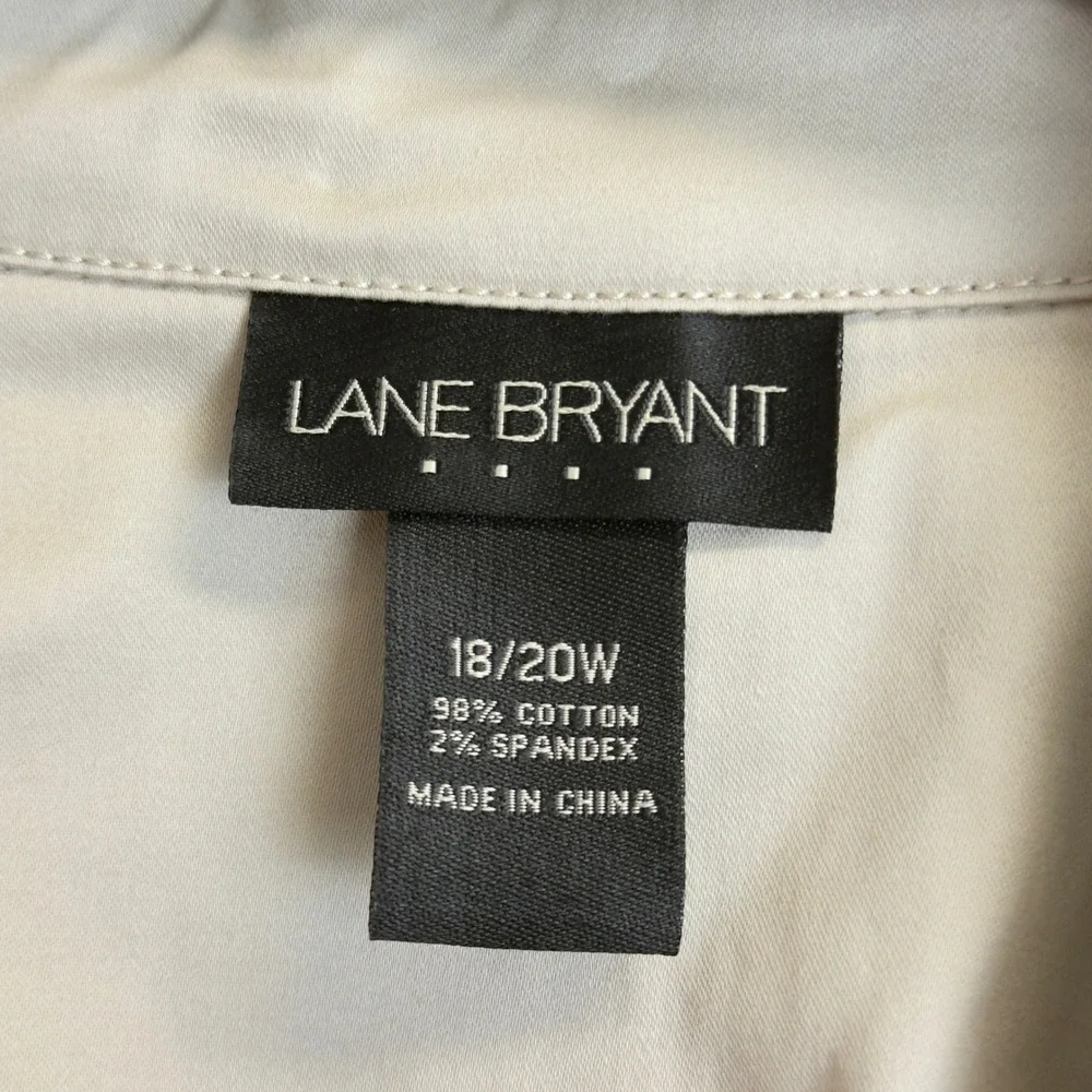 Lane Bryant Khaki Tan Short Sleeve Blazer Jacket Plus Size 18/20W Cotton Blend